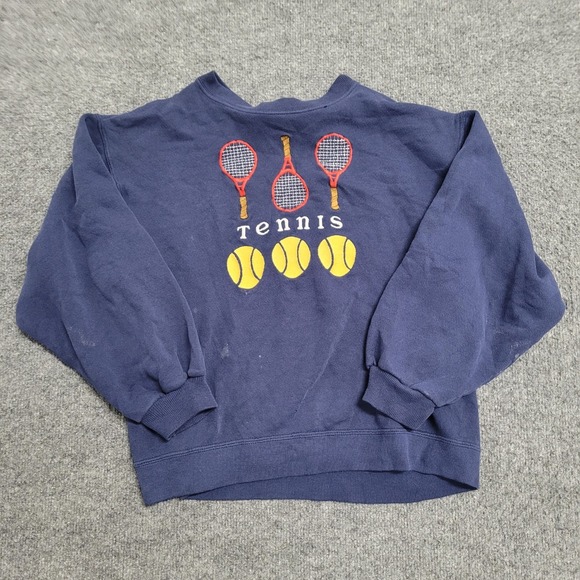 Jell Tops - Jell Sweatshirt Womens Size M Navy Blue Vintage Tennis Graphic Pullover Fair